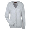Harriton Women's Grey Heather Pilbloc V-Neck Button Cardigan Sweater
