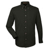 Harriton Men's Black Easy Blend Long-Sleeve Twill Shirt with Stain-Release