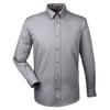 Harriton Men's Dark Grey Easy Blend Long-Sleeve Twill Shirt with Stain-Release