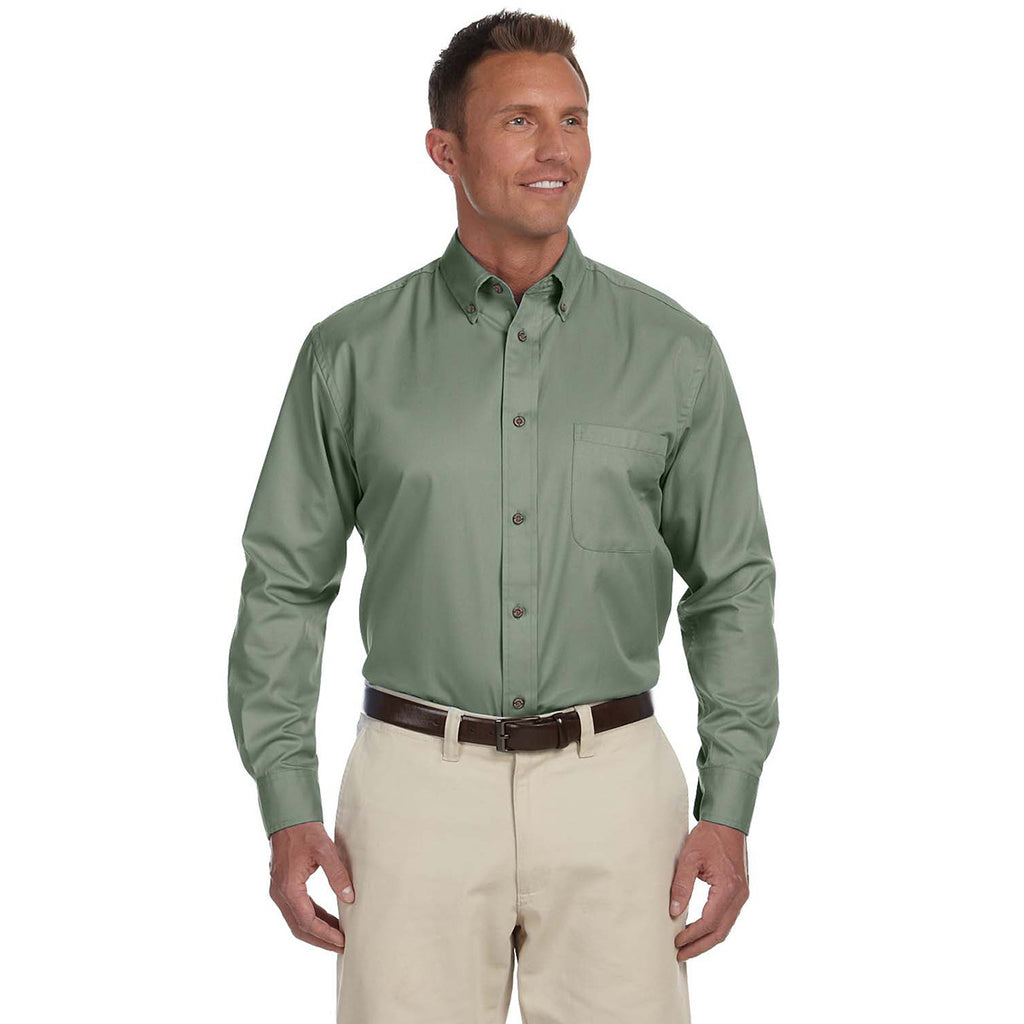 Harriton Men's Dill Easy Blend Long-Sleeve Twill Shirt with Stain-Release