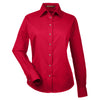 Harriton Women's Red Easy Blend Long-Sleeve Twill Shirt with Stain-Release