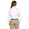 Harriton Women's White Easy Blend Long-Sleeve Twill Shirt with Stain-Release