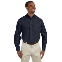 Harriton Men's Navy 3.1 oz. Essential Poplin