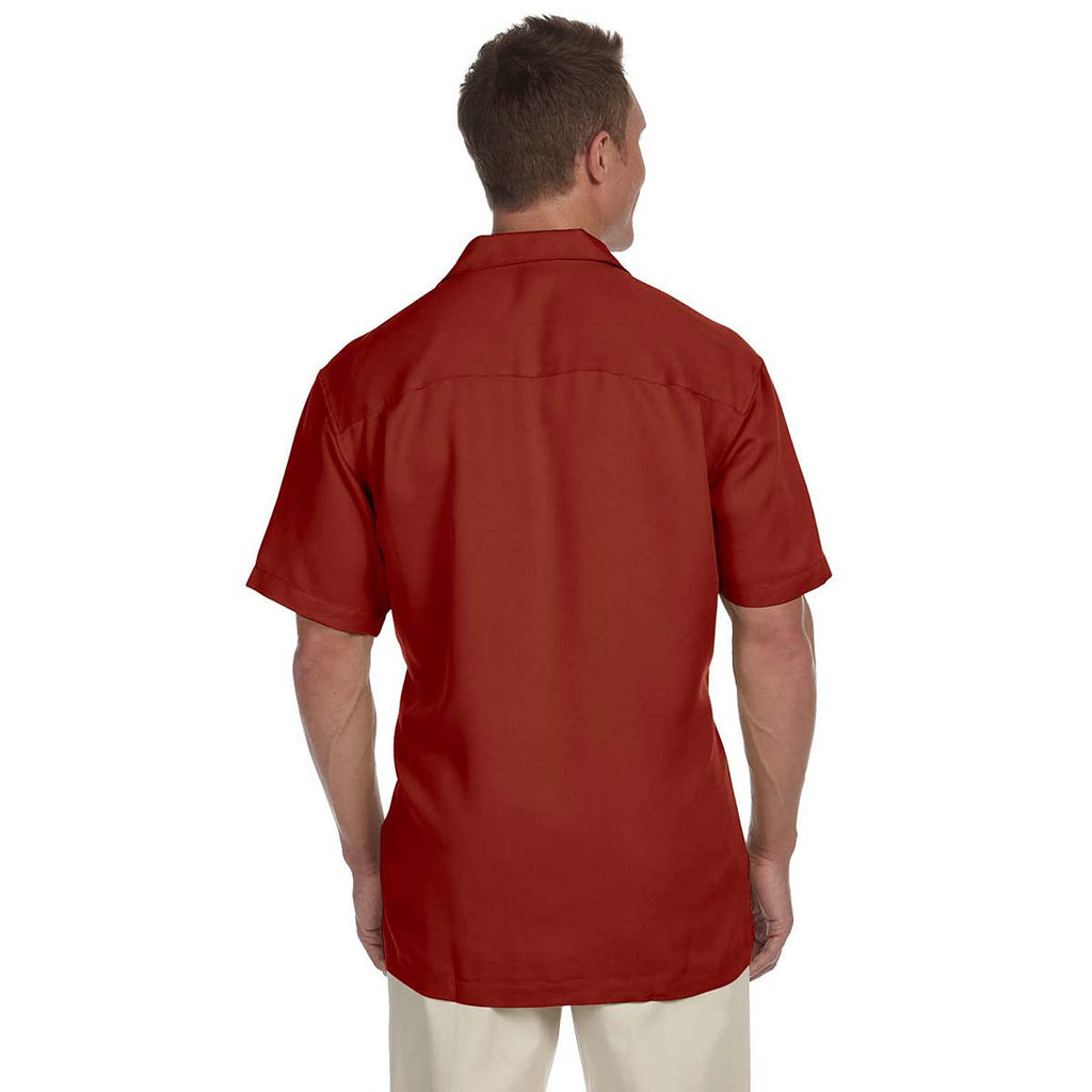 Harriton Men's Tile Red Bahama Cord Camp Shirt