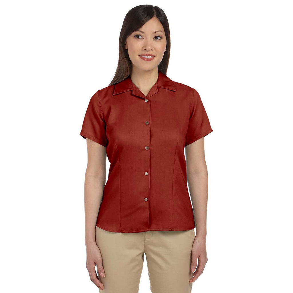 Harriton Women's Tile Red Bahama Cord Camp Shirt