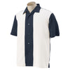 Harriton Men's Navy/Creme Two-Tone Bahama Cord Camp Shirt