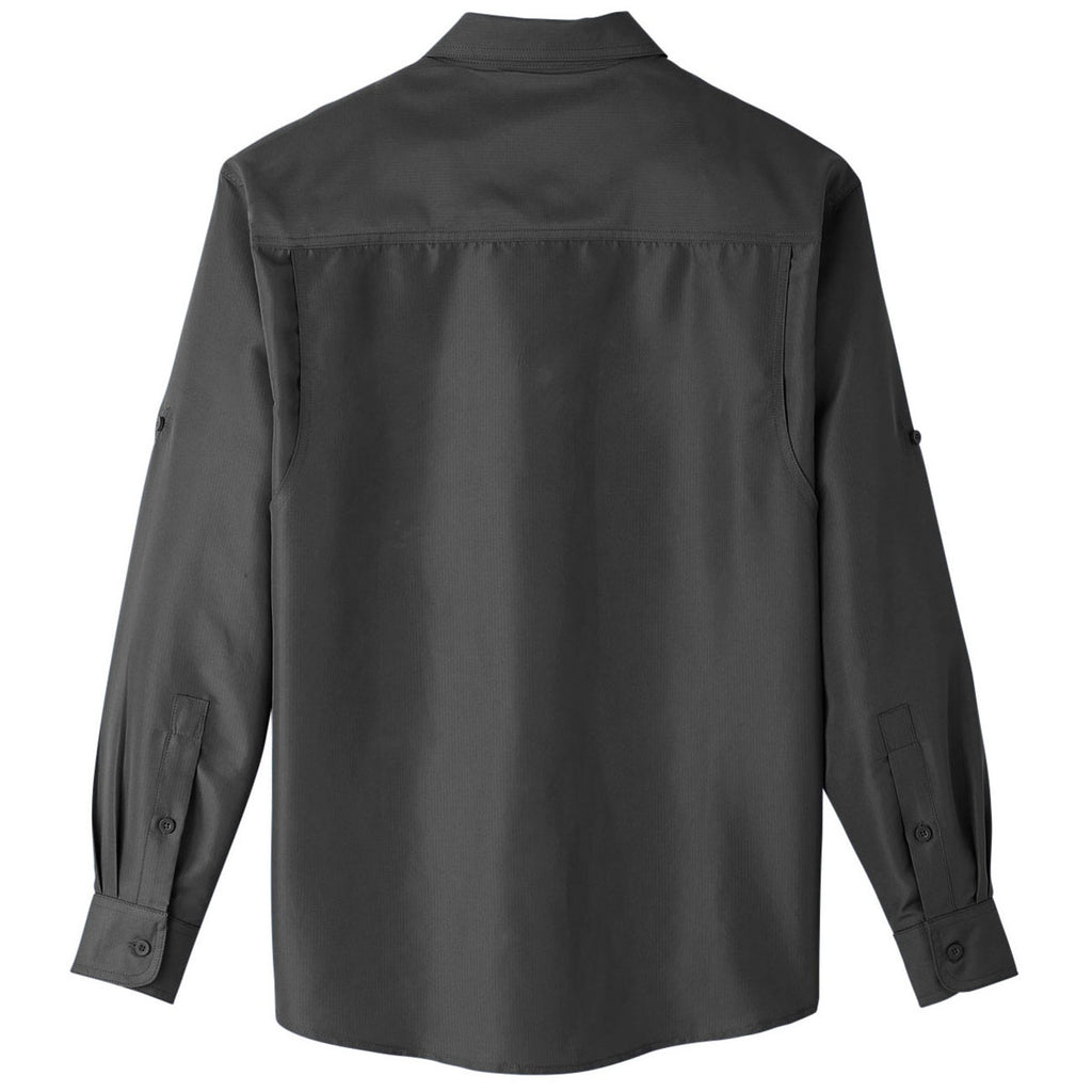 Harriton Men's Dark Charcoal Key West Long-Sleeve Performance Staff Shirt