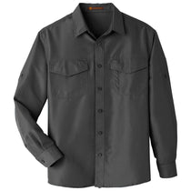 Harriton Men's Dark Charcoal Key West Long-Sleeve Performance Staff Shirt
