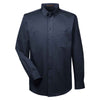 Harriton Men's Dark Navy Foundation 100% Cotton Long-Sleeve Twill Shirt with Teflon