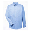 Harriton Men's Industry Blue Foundation 100% Cotton Long-Sleeve Twill Shirt with Teflon