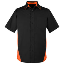 Harriton Men's Black/ Team Orange Flash Colorblock Short Sleeve Shirt