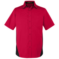 Harriton Men's Red/ Black Flash Colorblock Short Sleeve Shirt