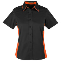 Harriton Women's Black/ Team Orange Flash Colorblock Short Sleeve Shirt