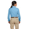 Harriton Women's Light Blue Long-Sleeve Oxford with Stain-Release