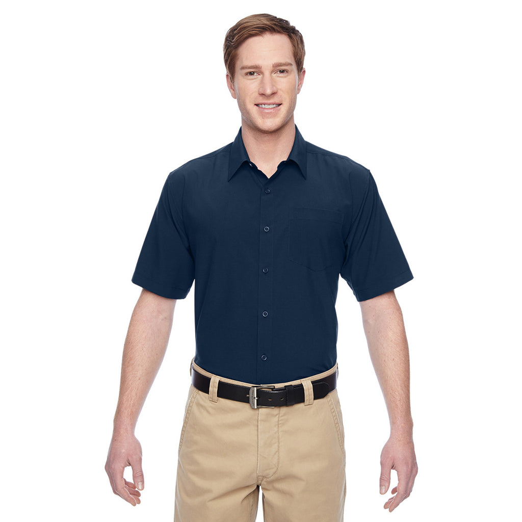 Harriton Men's Navy Paradise Short-Sleeve Performance Shirt