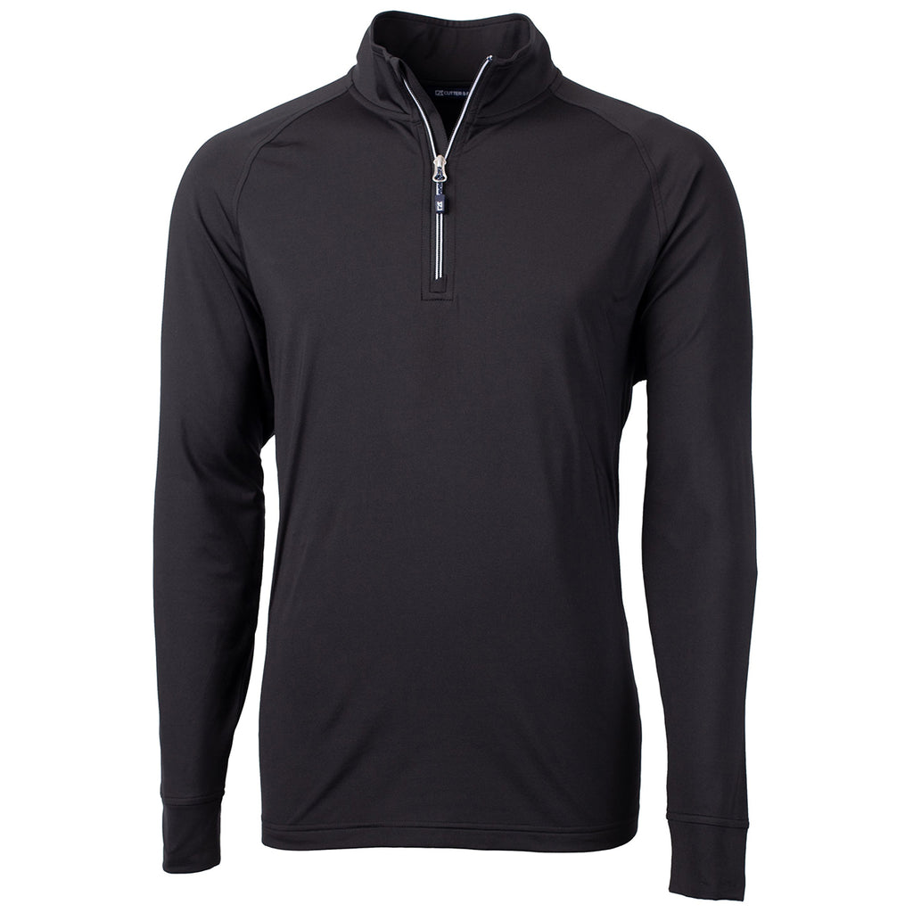 Cutter & Buck Men's Black Adapt Eco Knit Stretch Recycled Quarter Zip Pullover