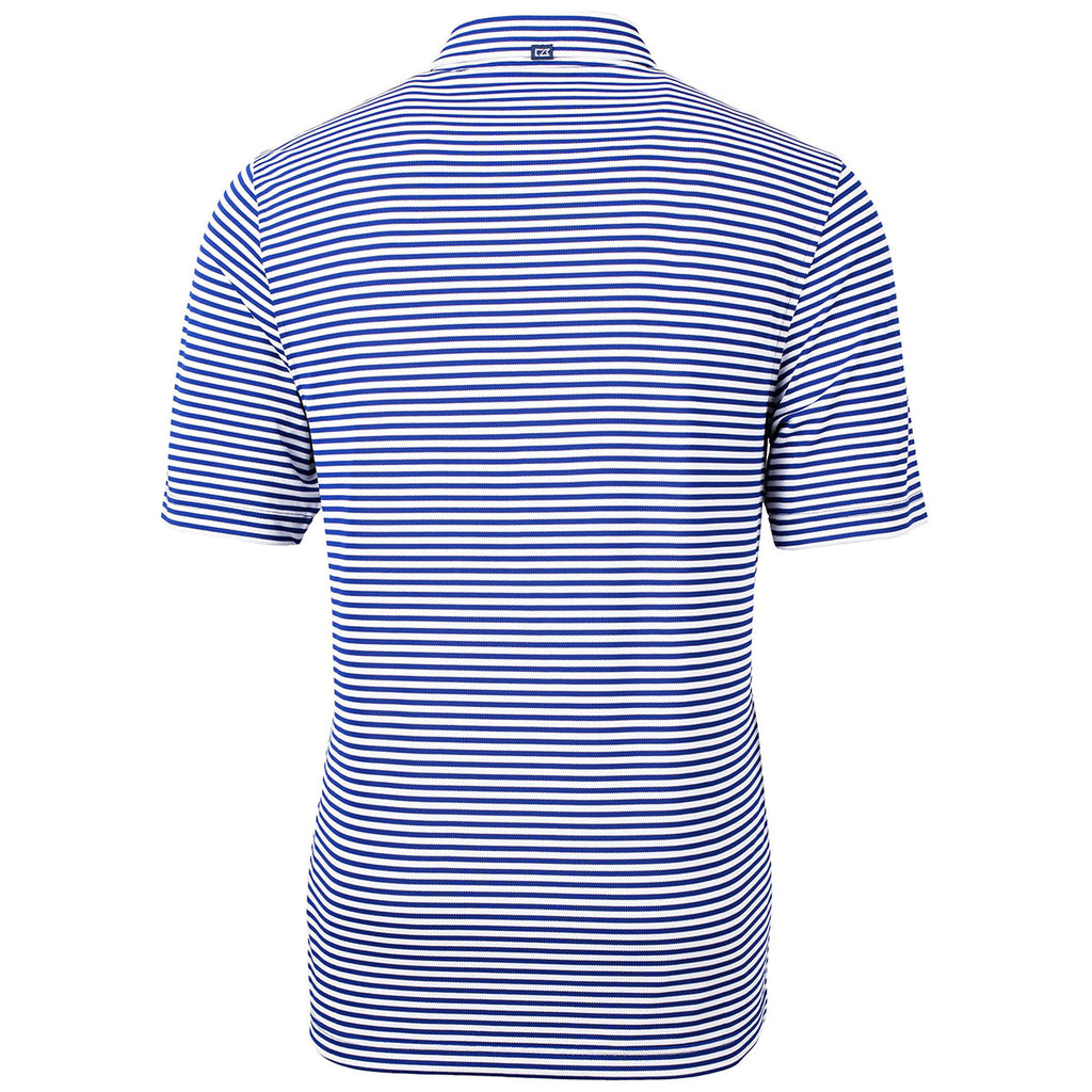 Cutter & Buck Men's Tour Blue Virtue Eco Pique Stripped Recycled Polo