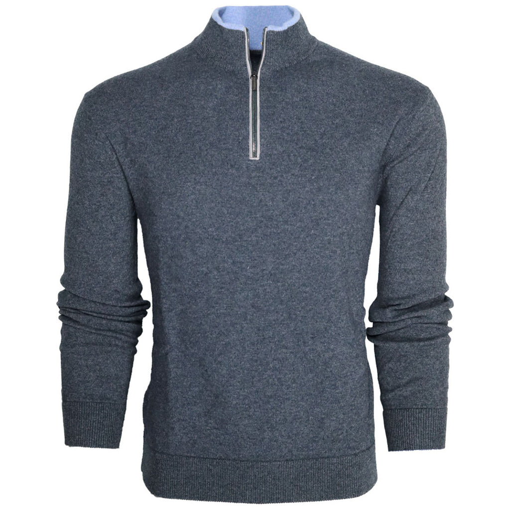 Greyson Men's Dark Grey Heather Sebonack 1/4 Zip Sweater