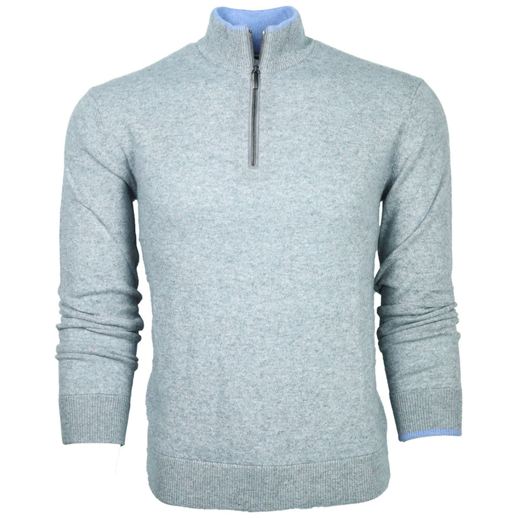Greyson Men's Light Grey Heather Sebonack 1/4 Zip Sweater