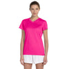New Balance Women's Safety Pink Ndurance Athletic V-Neck T-Shirt