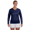 New Balance Women's Navy Ndurance Athletic Long-Sleeve V-Neck T-Shirt