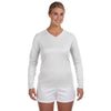 New Balance Women's White Ndurance Athletic Long-Sleeve V-Neck T-Shirt