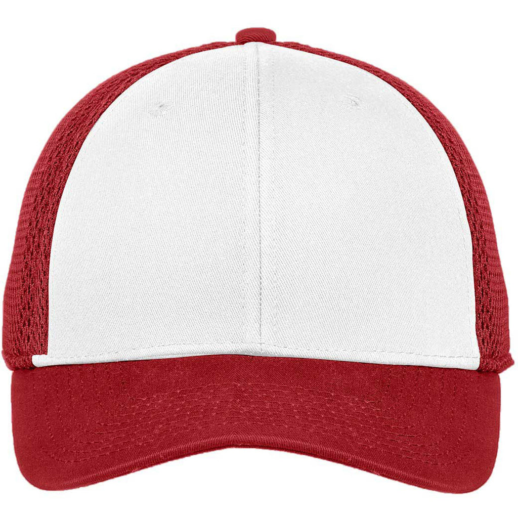New Era 9FORTY White/Scarlet Red Snapback Contrast Front Mesh Cap