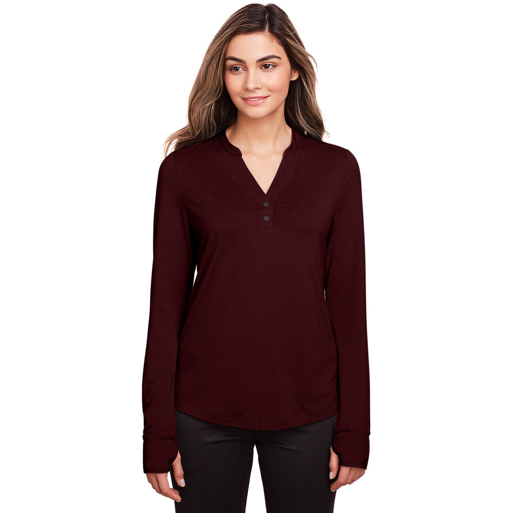 North End Women's Burgundy Jaq Snap-Up Stretch Performance Pullover