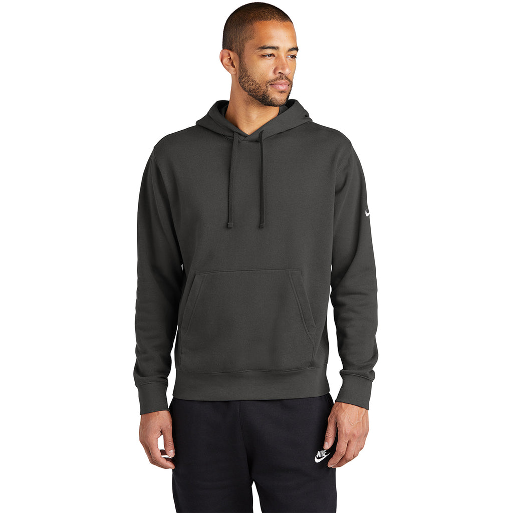 Nike Men's Anthracite Club Fleece Sleeve Swoosh Pullover Hoodie