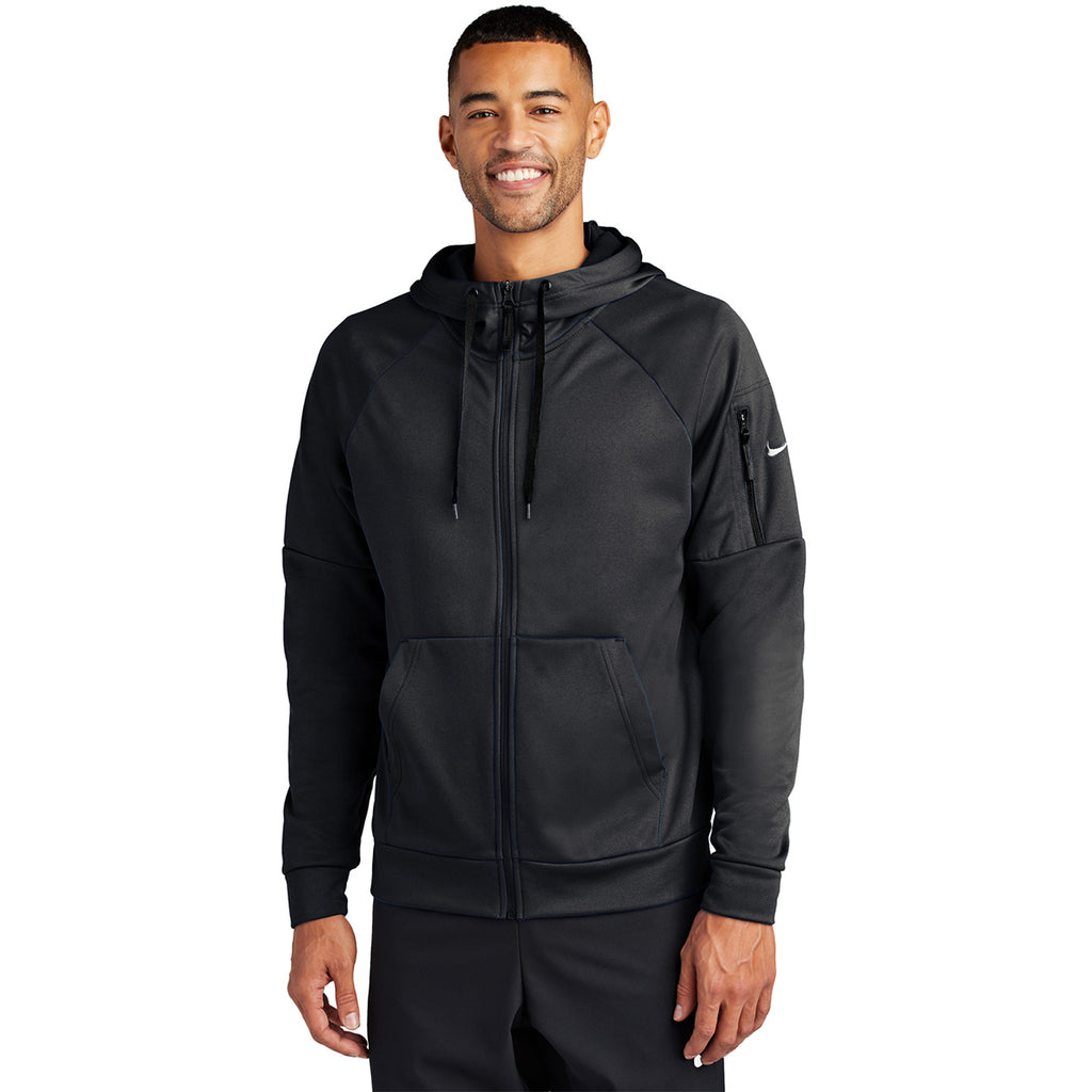 Nike Men's Black Therma-FIT Pocket Full-Zip Fleece Hoodie