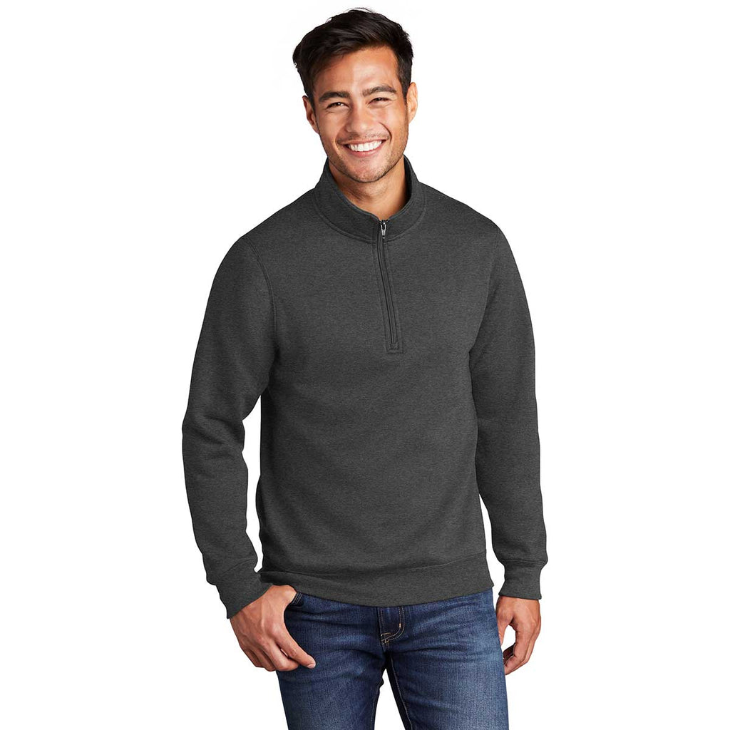 Port & Company Men's Dark Heather Grey Core Fleece 1/4 Zip Pullover Sweatshirt