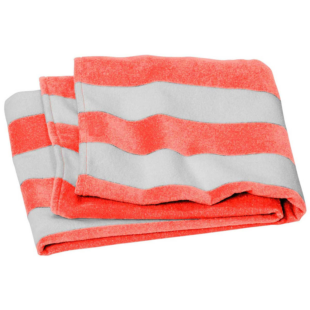 Port Authority Papaya Value Cabana Stripe Beach Towel