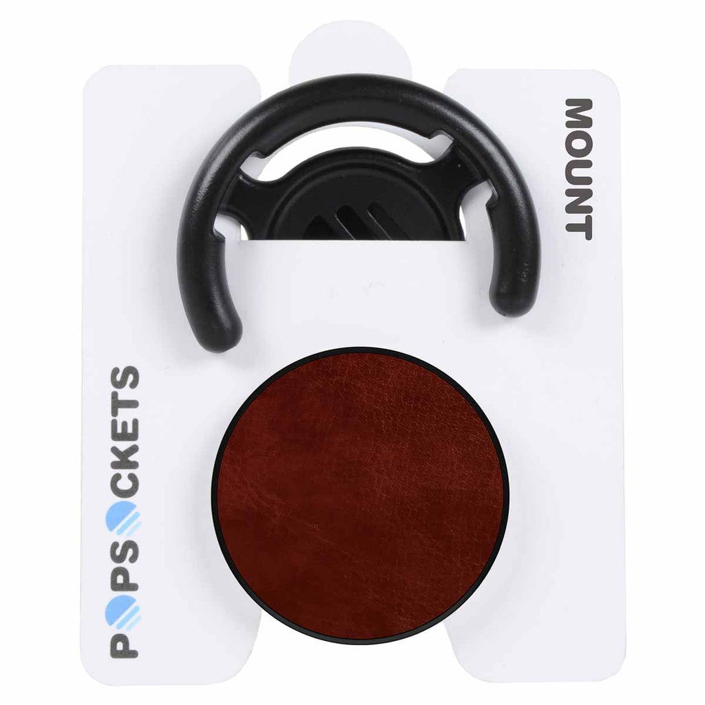 PopSockets Brown Vegan Leather Grip Phone Holder with Mount