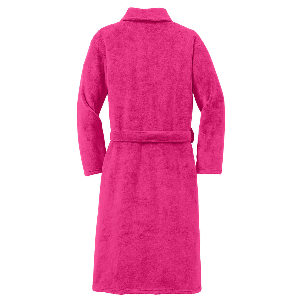Port Authority Pink Raspberry Plush Microfleece Shawl Collar Robe