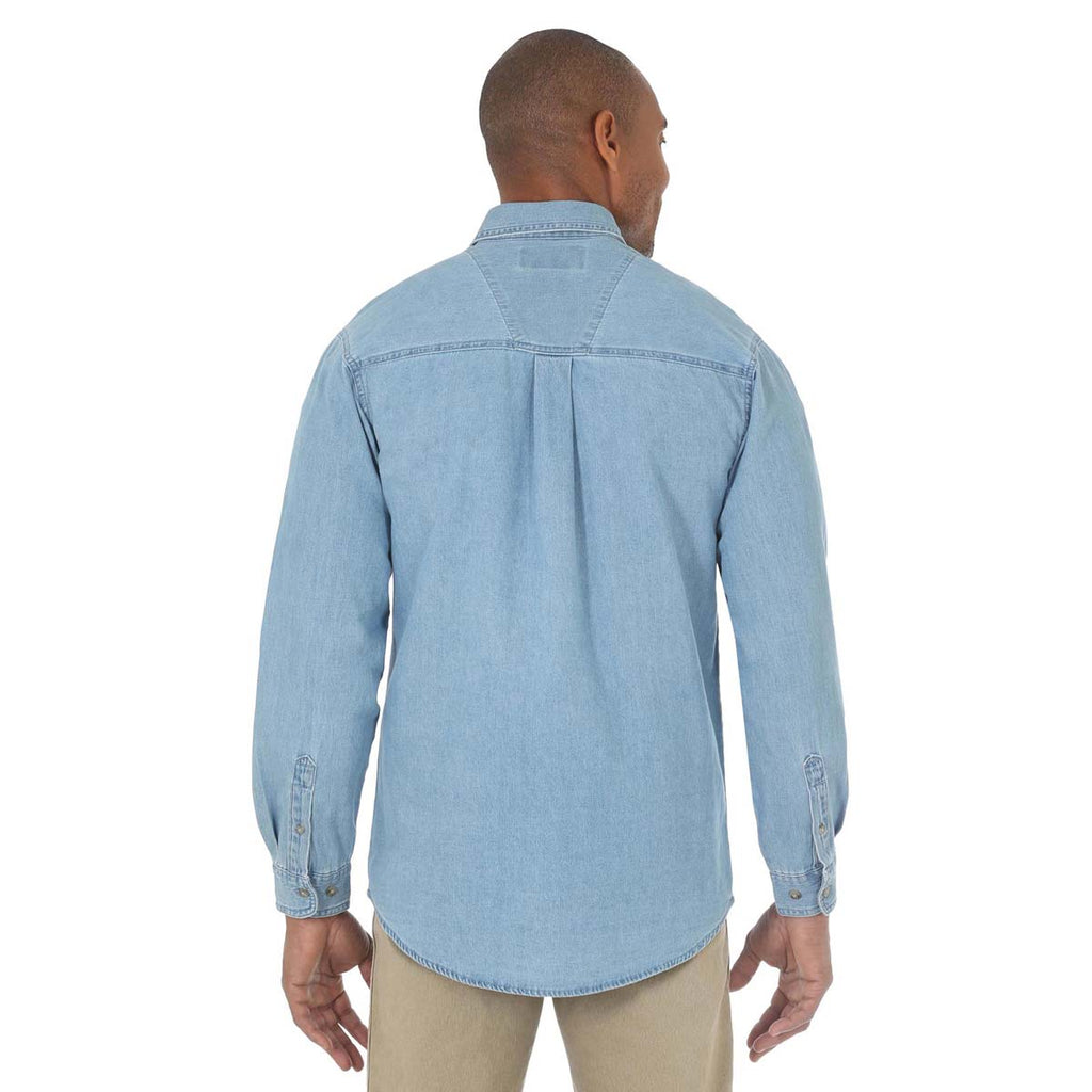 Wrangler Men's Blue Rugged Wear Denim Basic Shirt