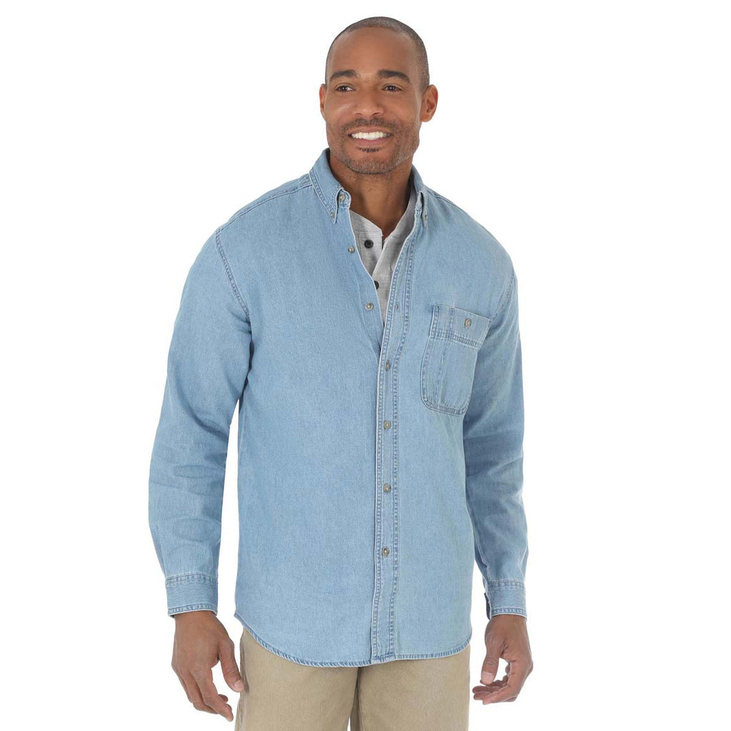 Wrangler Men's Blue Rugged Wear Denim Basic Shirt