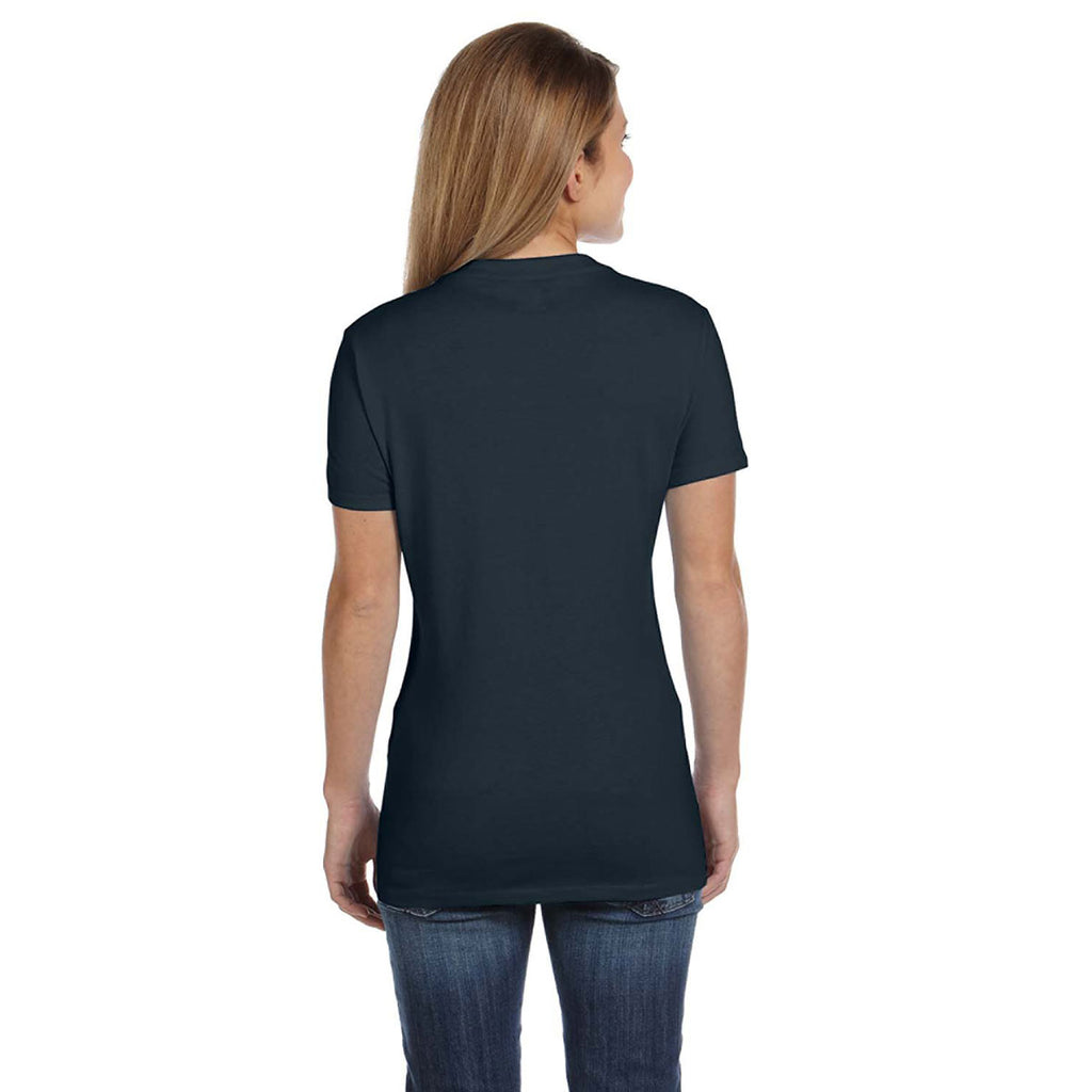 Hanes Women's Vintage Black 4.5 oz. 100% Ringspun Cotton nano-T V-Neck T-Shirt
