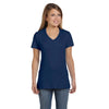 Hanes Women's Vintage Navy 4.5 oz. 100% Ringspun Cotton nano-T V-Neck T-Shirt