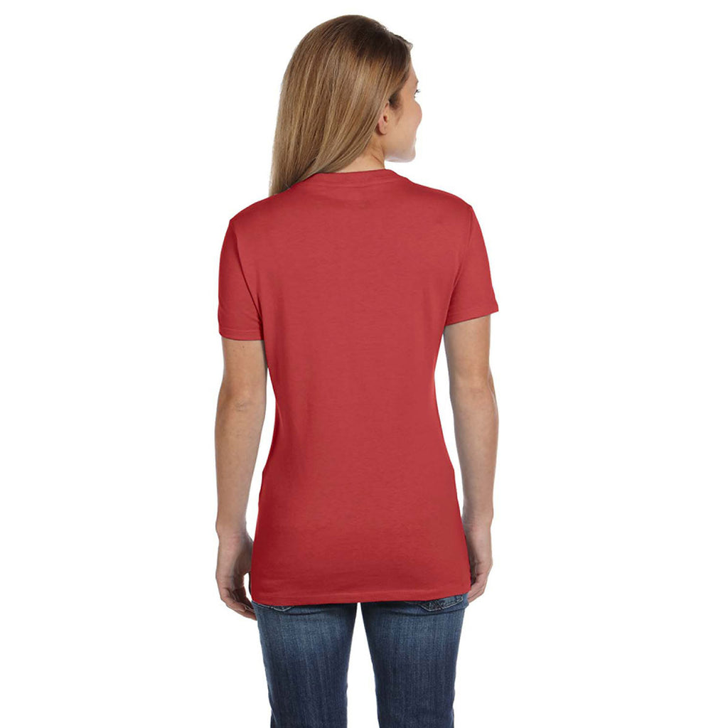Hanes Women's Vintage Red 4.5 oz. 100% Ringspun Cotton nano-T V-Neck T-Shirt