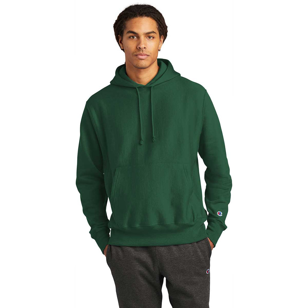 Champion Men's Dark Green Reverse Weave Hooded Sweatshirt