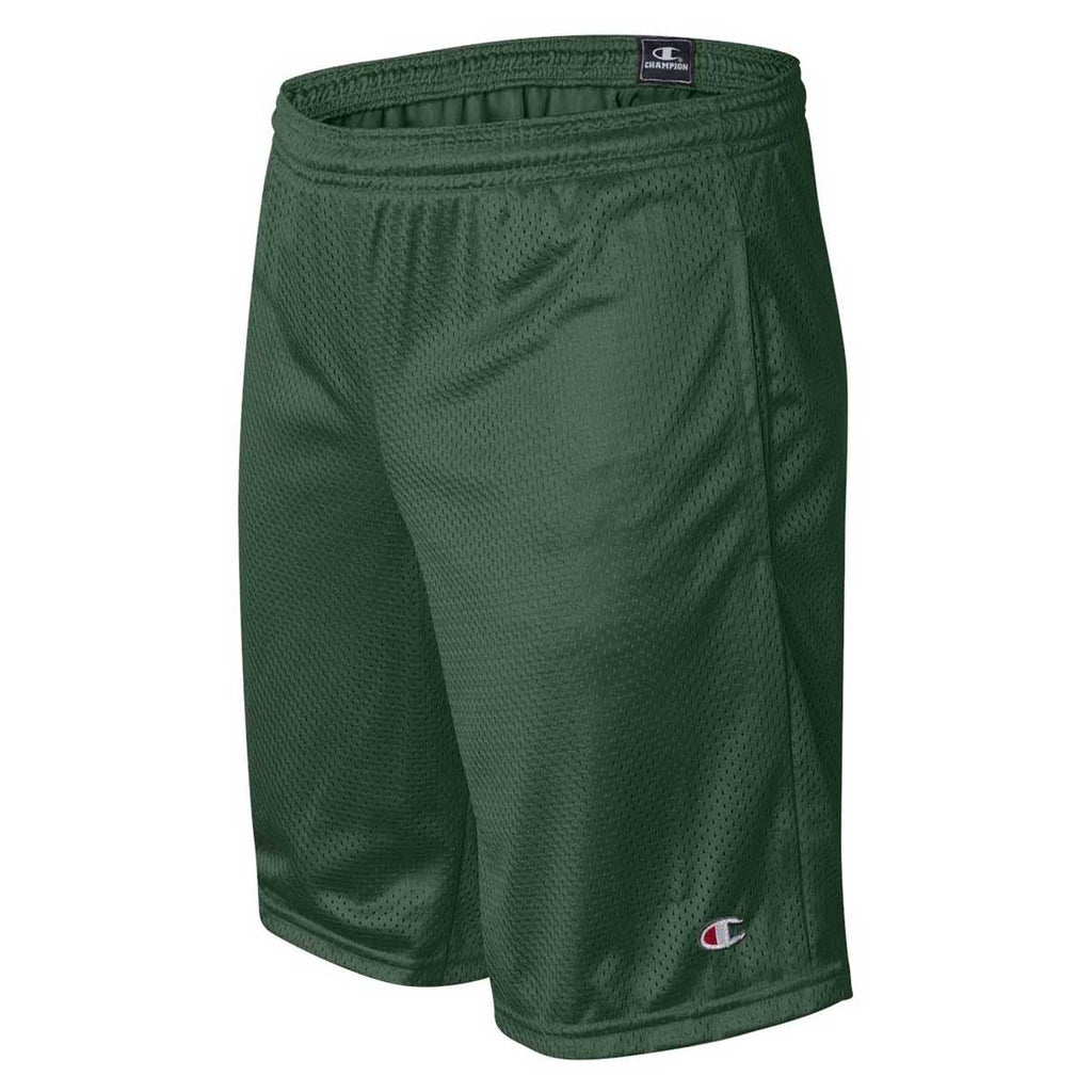 Champion Men's Athletic Dark Green Polyester Mesh 9" Shorts with Pockets