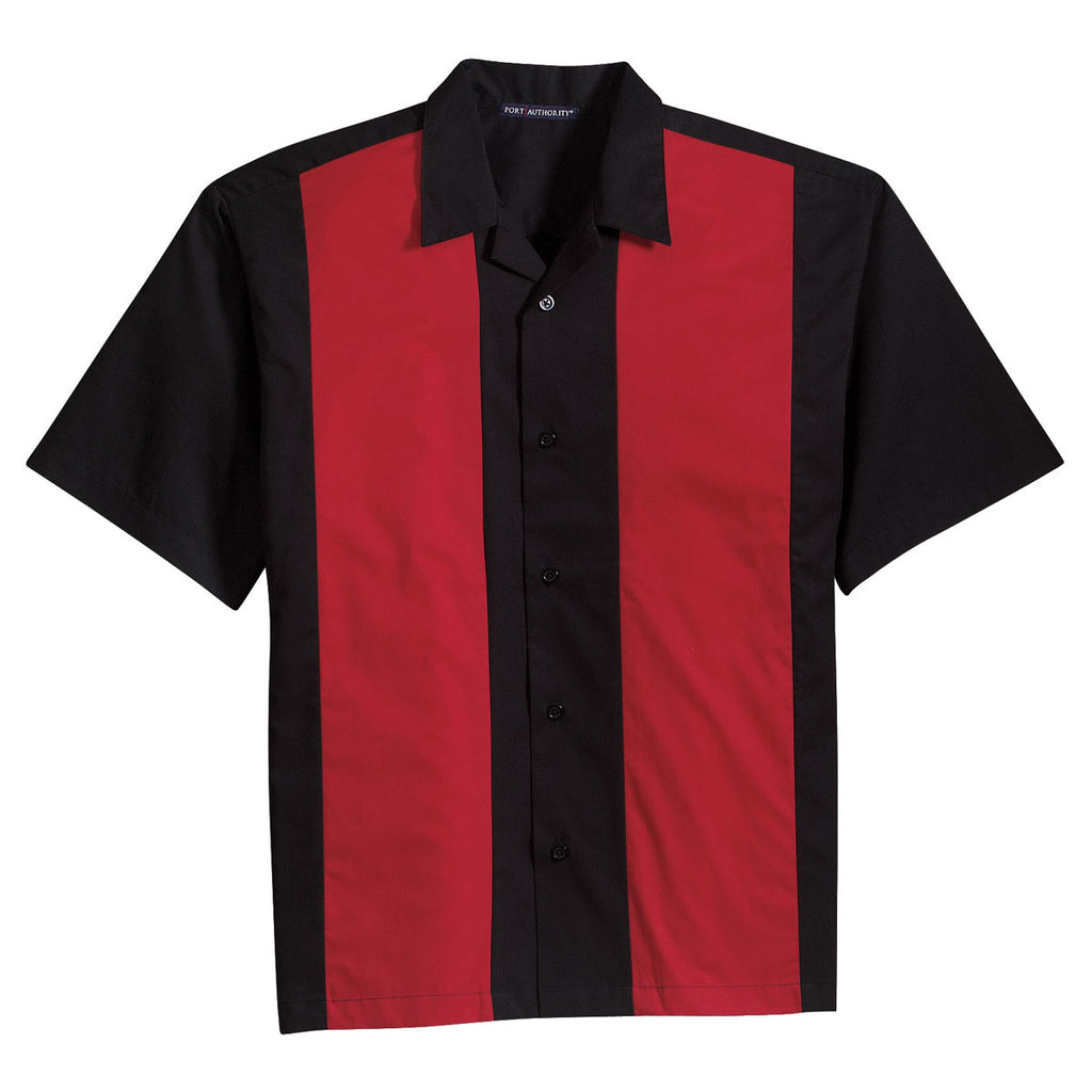 Port Authority Men's Black/Red Retro Camp Shirt
