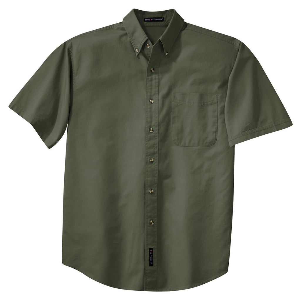Port Authority Men's Faded Olive Short Sleeve Twill Shirt