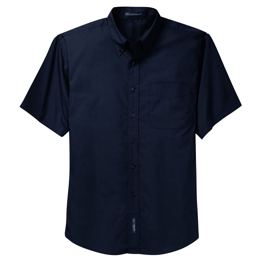 Port Authority Men's Navy Short Sleeve Easy Care, Soil Resistant Shirt