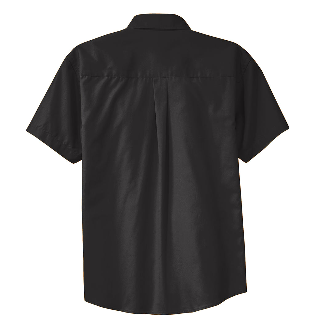 Port Authority Men's Black/Light Stone Short Sleeve Easy Care Shirt