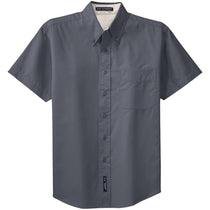 Port Authority Men's Steel Grey/Light Stone Short Sleeve Easy Care Shirt