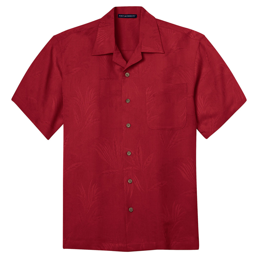 Port Authority Men's Persian Red Patterned Easy Care Camp Shirt