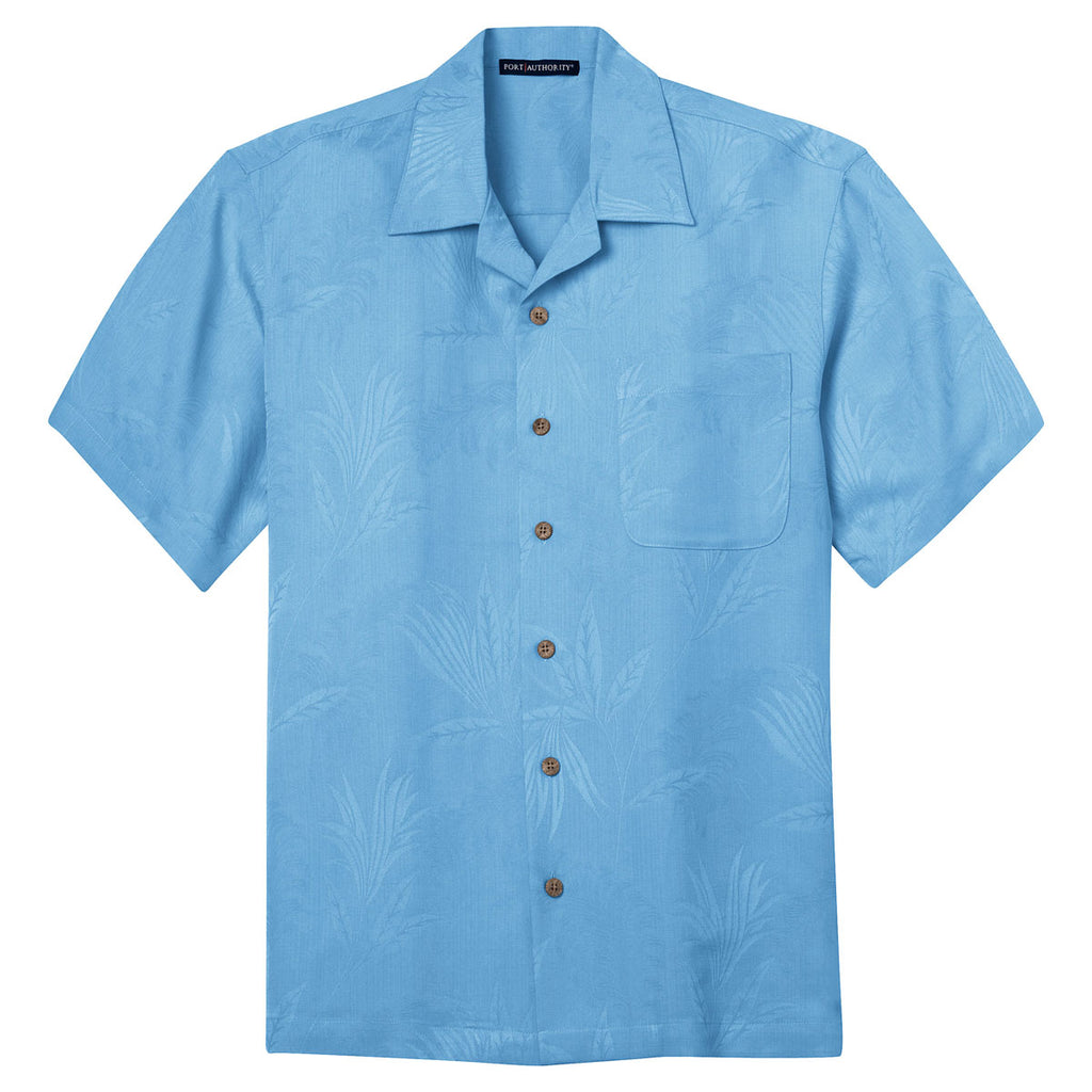 Port Authority Men's Resort Blue Patterned Easy Care Camp Shirt