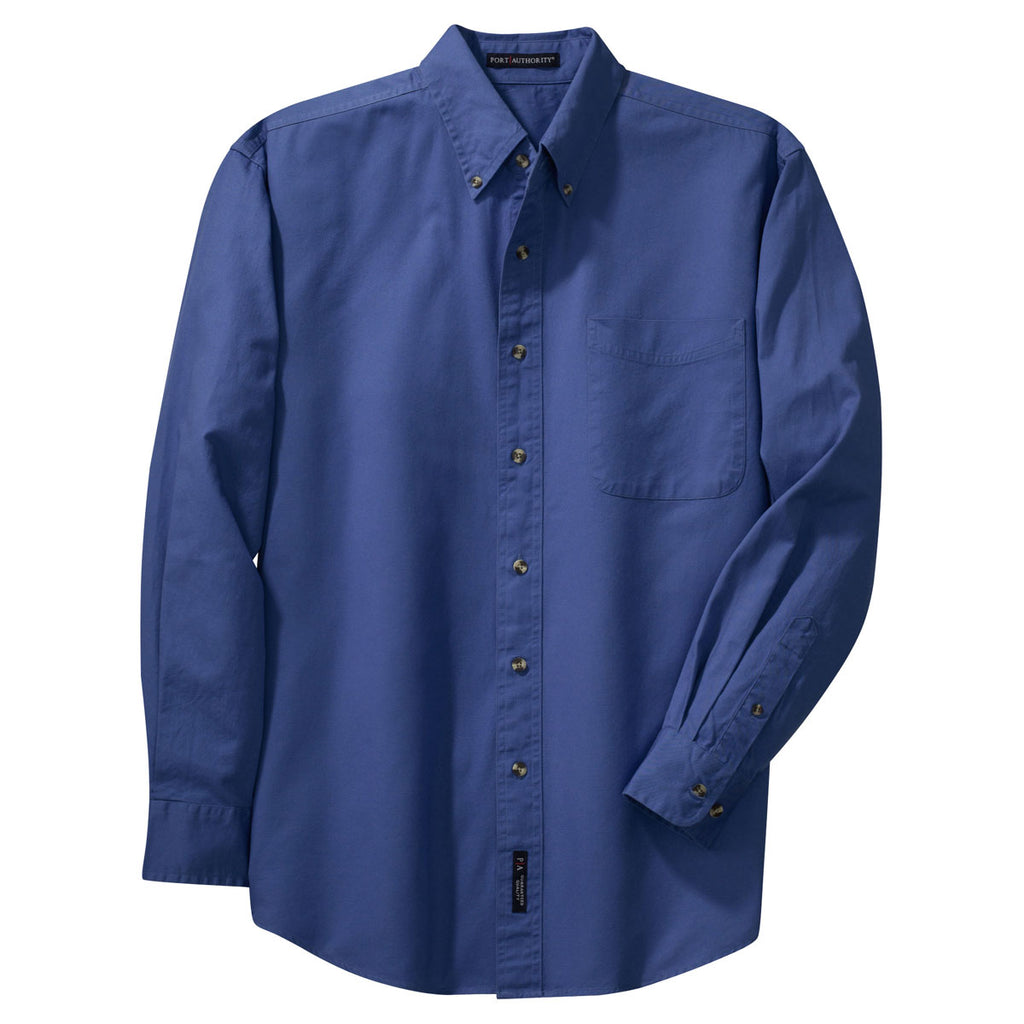 Port Authority Men's Faded Blue Long Sleeve Twill Shirt