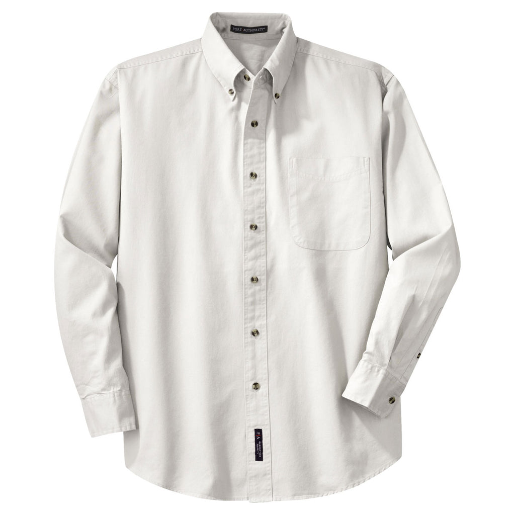 Port Authority Men's White Long Sleeve Twill Shirt